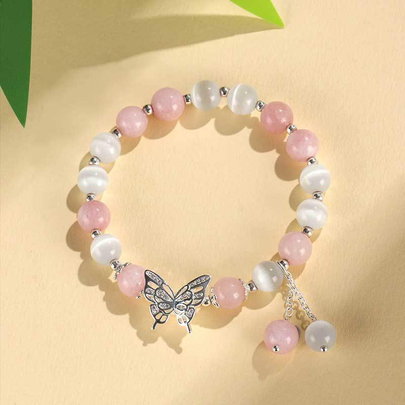 Buddha Stones Chrysoberyl Cat's Eye Chalcedony Butterfly Love Bracelet - image 10