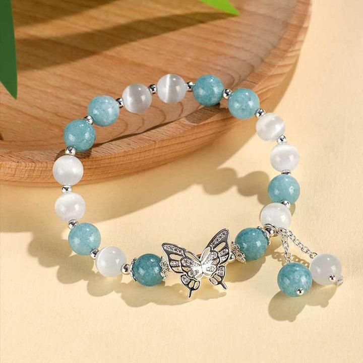 Buddha Stones Chrysoberyl Cat's Eye Chalcedony Butterfly Love Bracelet - image 2