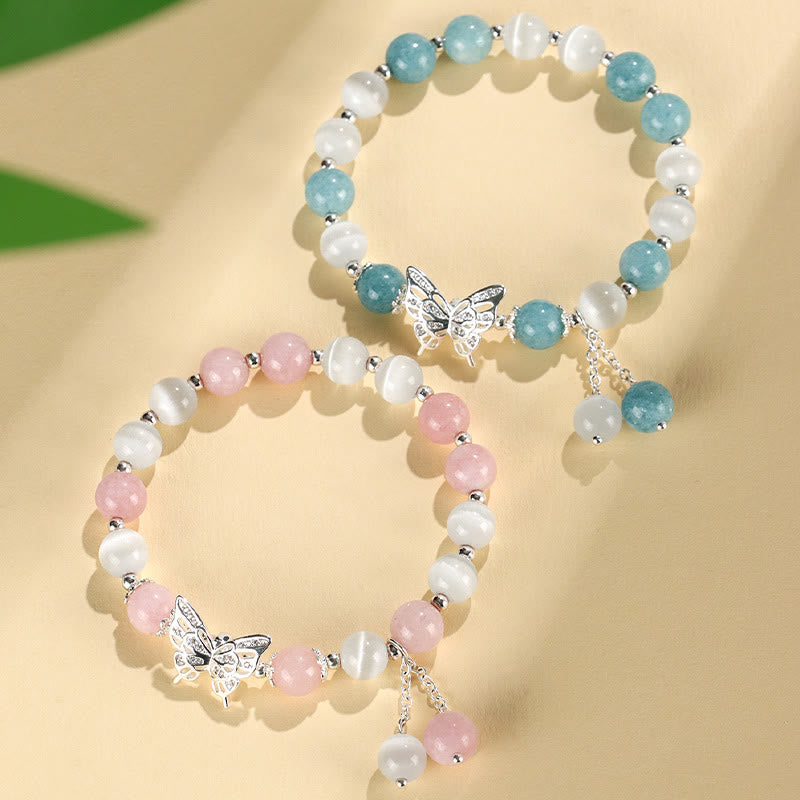 Buddha Stones Chrysoberyl Cat's Eye Chalcedony Butterfly Love Bracelet - image 1