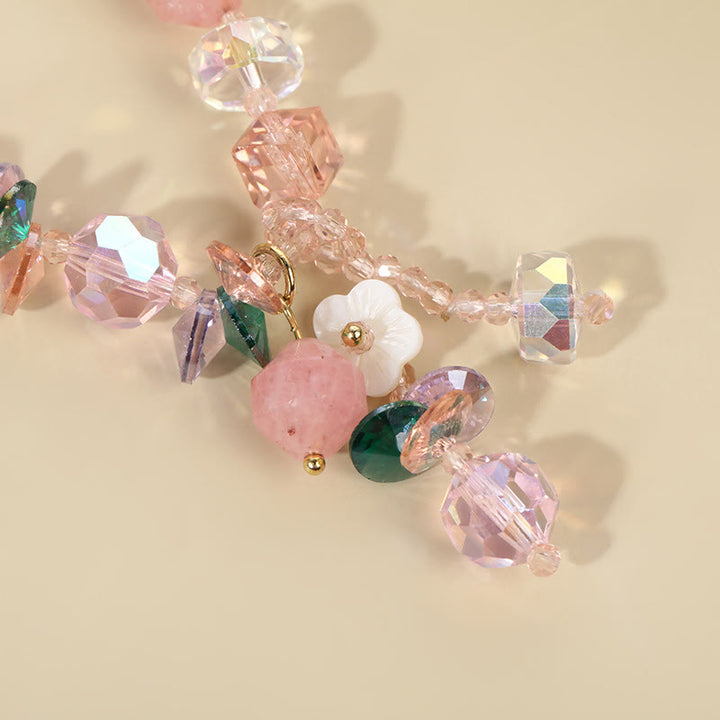 Buddha Stones Pink Crystal Green Crystal White Crystal Flower Warmth Bracelet - image 14