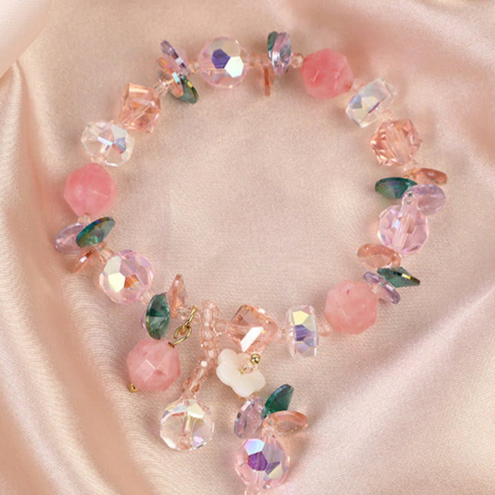 Buddha Stones Pink Crystal Green Crystal White Crystal Flower Warmth Bracelet - image 17