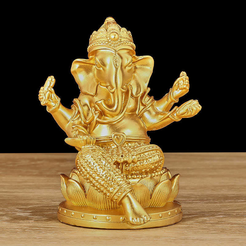 Buddha Stones Mini Small Ganesh Ganpati Elephant Meditation Statue Reflection Home Resin Decoration - image 0