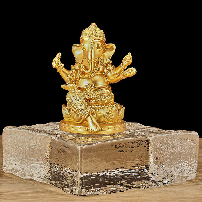 Buddha Stones Mini Small Ganesh Ganpati Elephant Meditation Statue Reflection Home Resin Decoration - Golden Ganesh - Small 9*7.5*11cm - image 3