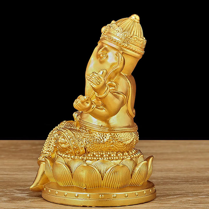 Buddha Stones Mini Small Ganesh Ganpati Elephant Meditation Statue Reflection Home Resin Decoration - image 7