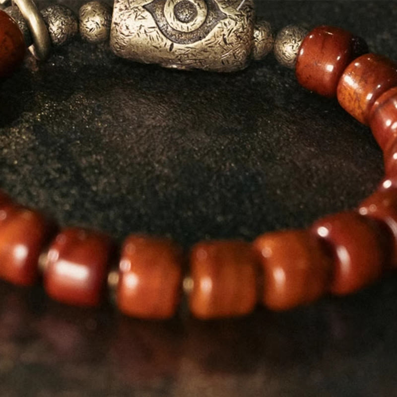 Buddha Stones Bone Beads Dzi Shape Copper Cone Pendant Strength Bracelet - image 7