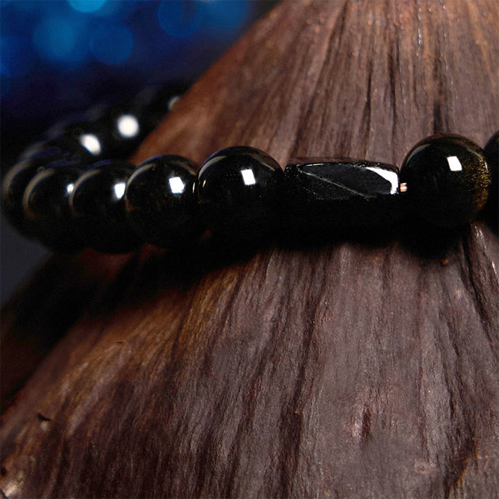 Buddha Stones Gold Sheen Obsidian Black Tourmaline Wealth Bracelet - image 2