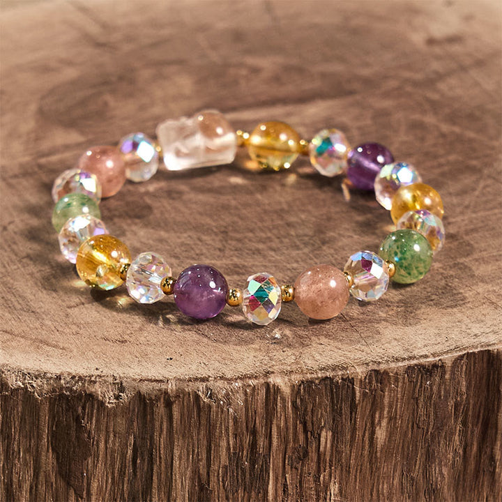 Buddha Stones PiXiu White Crystal Citrine Green Strawberry Quartz Amethyst Luck Bracelet - image 8