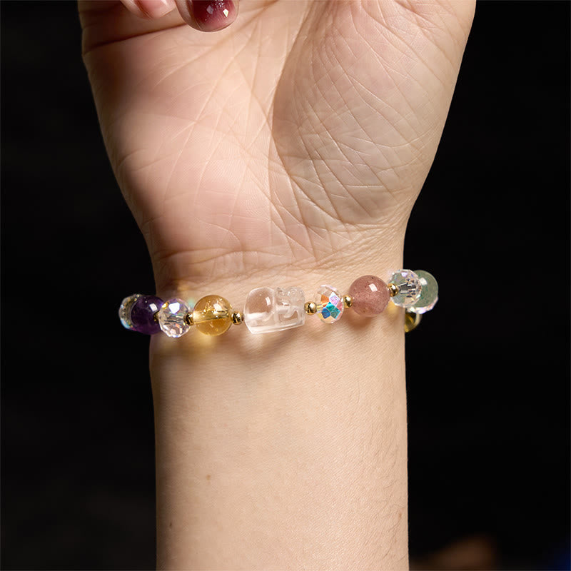 Buddha Stones PiXiu White Crystal Citrine Green Strawberry Quartz Amethyst Luck Bracelet - image 4