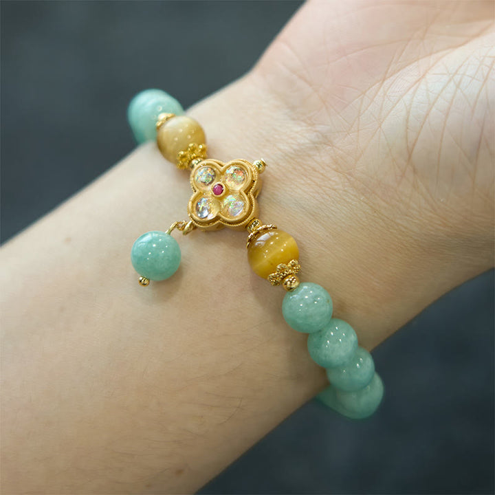 Buddha Stones Jade Yellow Tiger Eye Prosperity Bracelet - image 4