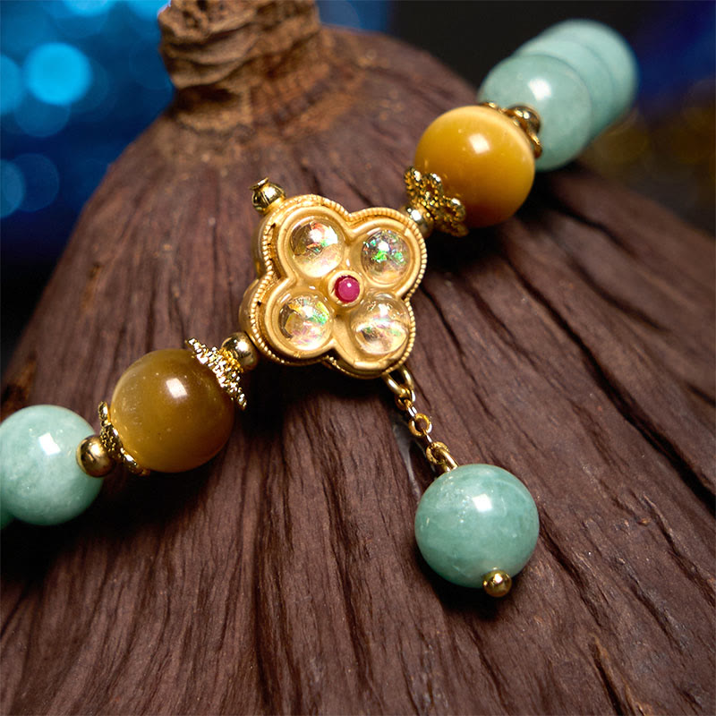 Buddha Stones Jade Yellow Tiger Eye Prosperity Bracelet - image 2