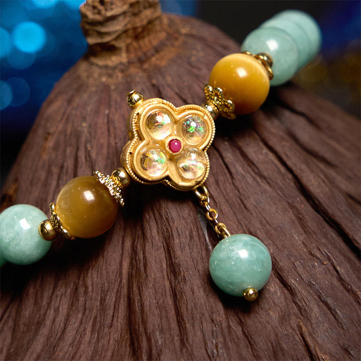 Buddha Stones Jade Yellow Tiger Eye Prosperity Bracelet - image 2