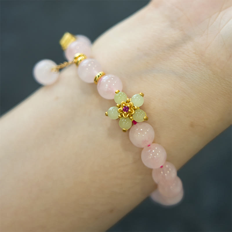 Buddha Stones Pink Crystal Citrine Flower Warmth Bracelet - image 4