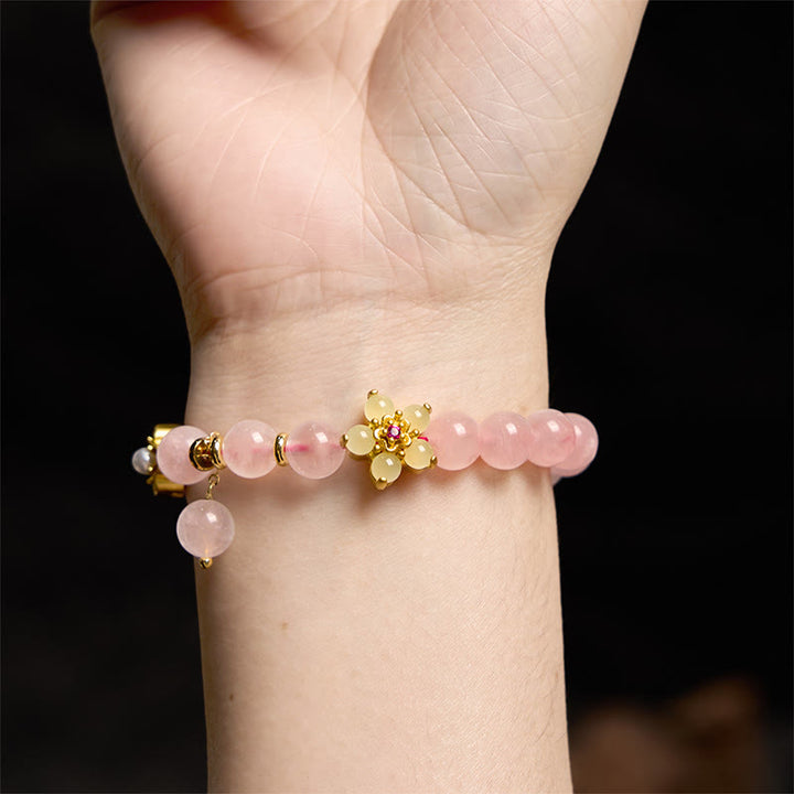 Buddha Stones Pink Crystal Citrine Flower Warmth Bracelet - image 5
