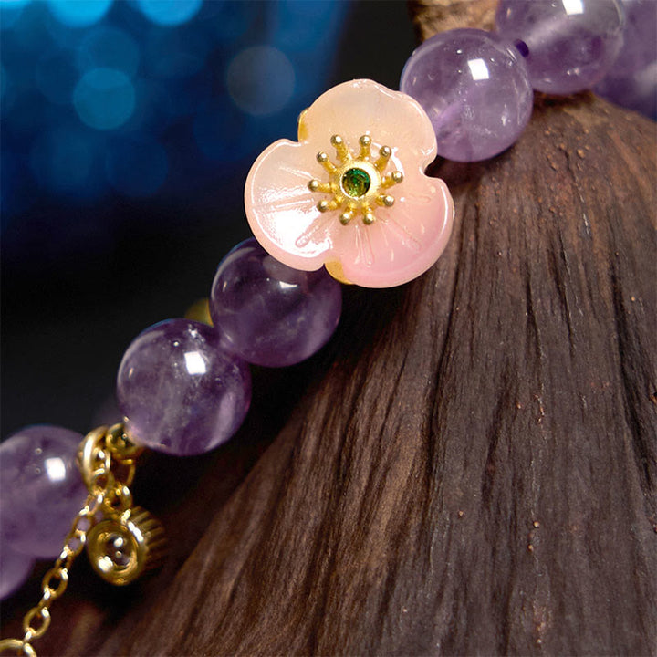 Buddha Stones Amethyst Peach Blossom Fortune Meditation Bracelet - image 2