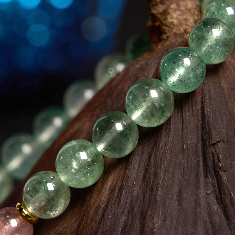 Buddha Stones Natural Green Strawberry Quartz Soothing Fu Character Bracelet - image 3
