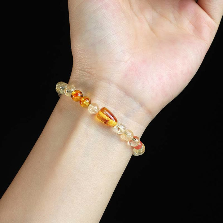 Buddha Stones Natural Citrine Pearl Topaz White Crystal Protection Bracelet - image 2