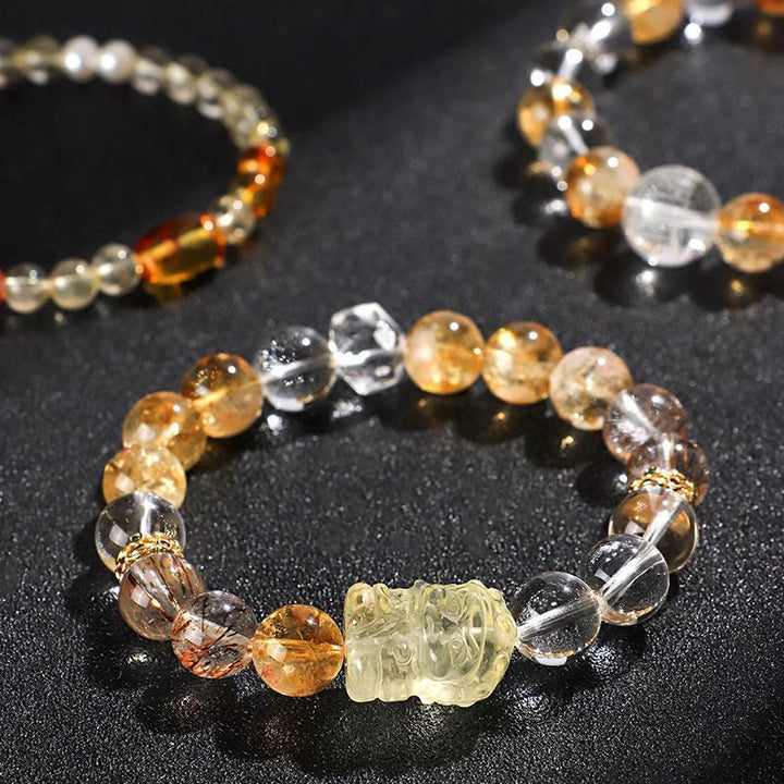 Buddha Stones Natural Citrine Pearl Topaz White Crystal Protection Bracelet - image 0