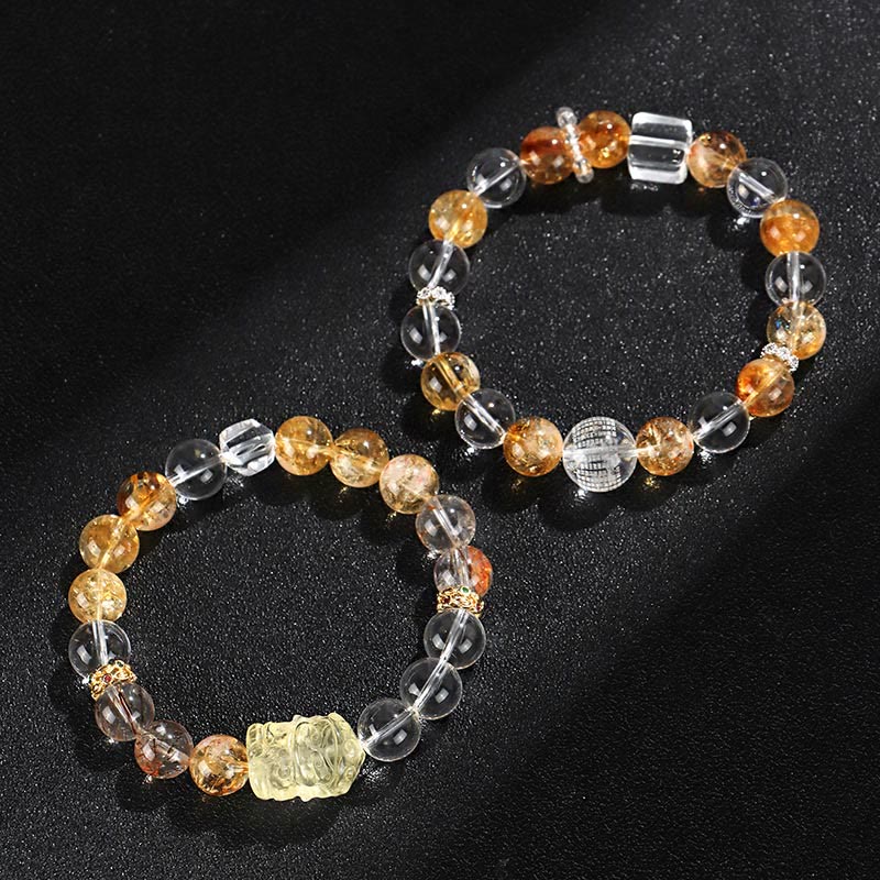 Buddha Stones Natural Citrine Pearl Topaz White Crystal Protection Bracelet - image 15