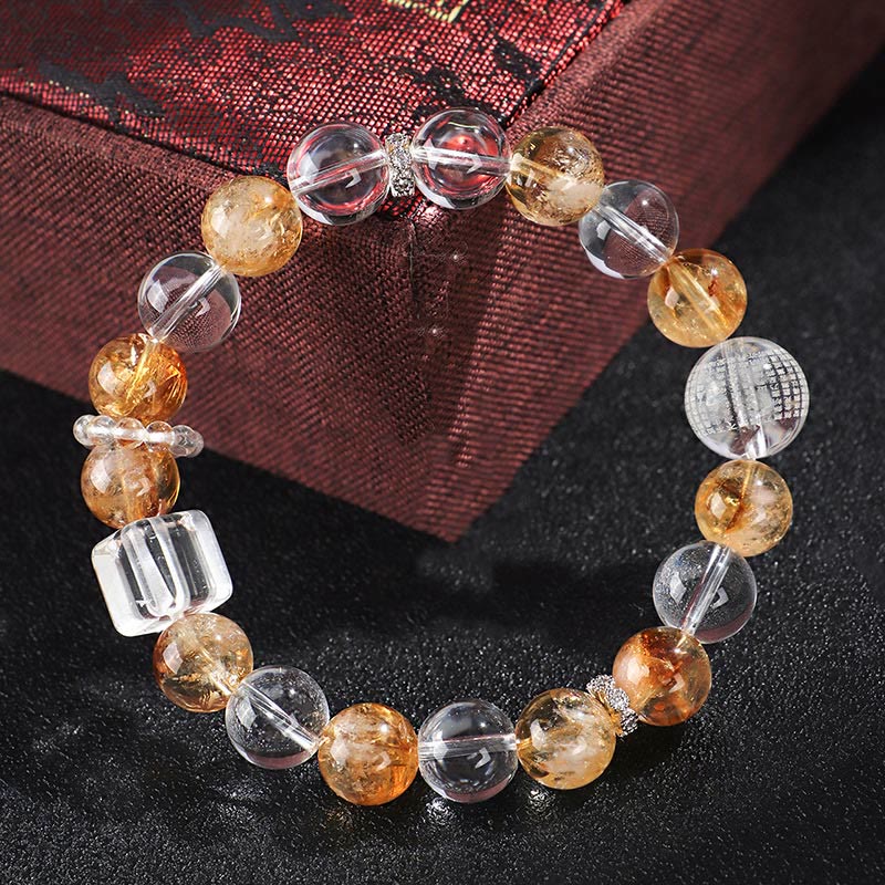 Buddha Stones Natural Citrine Pearl Topaz White Crystal Protection Bracelet - image 11