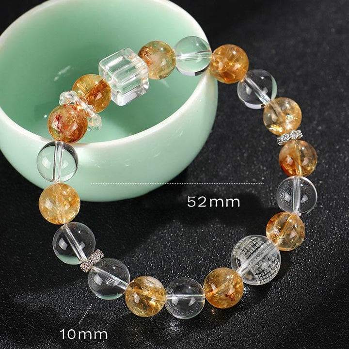 Buddha Stones Natural Citrine Pearl Topaz White Crystal Protection Bracelet - Topaz White Crystal(Wrist Circumference: 14-15cm) - image 9