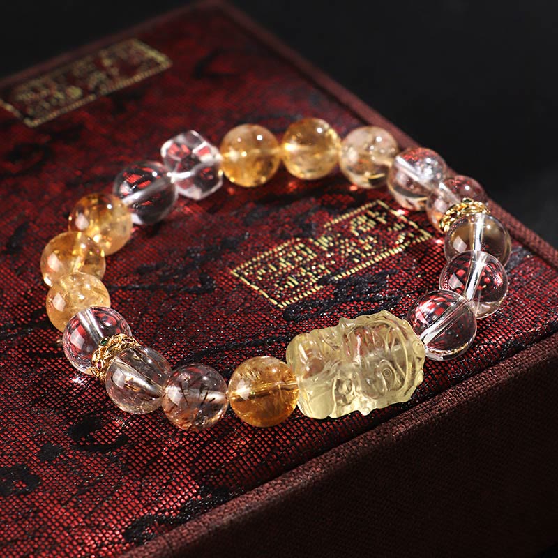 Buddha Stones Natural Citrine Pearl Topaz White Crystal Protection Bracelet - image 7