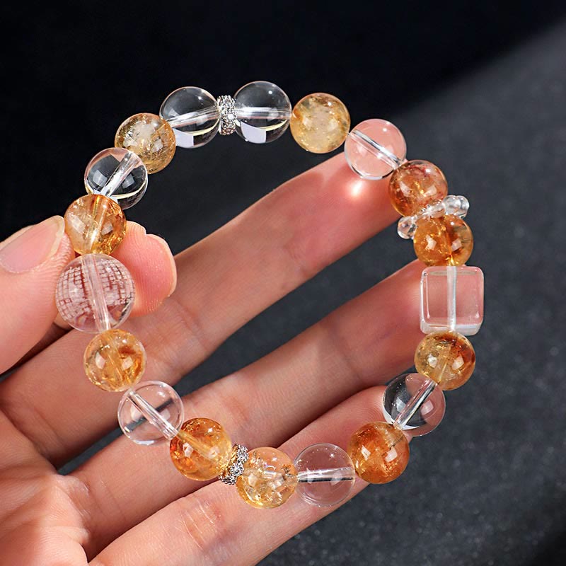 Buddha Stones Natural Citrine Pearl Topaz White Crystal Protection Bracelet - image 13