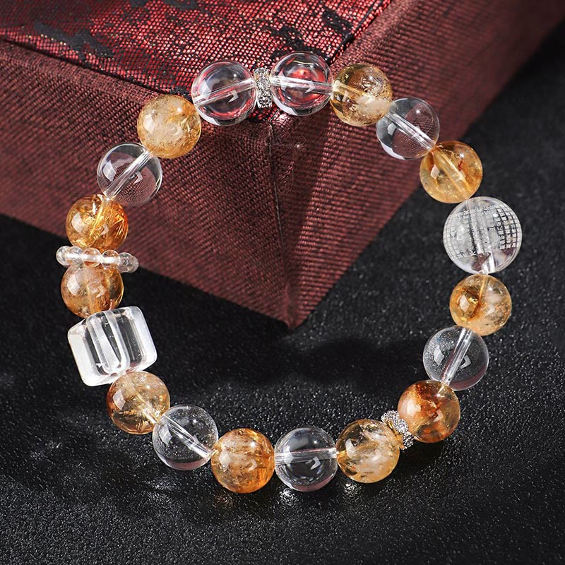 Buddha Stones Natural Citrine Pearl Topaz White Crystal Protection Bracelet - image 12