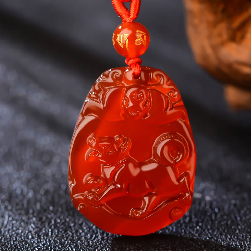 Buddha Stones Chinese Zodiac Red Agate Calm Necklace Pendant - Dog  - image 8