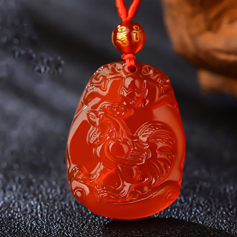 Buddha Stones Chinese Zodiac Red Agate Calm Necklace Pendant - Rooster - image 10