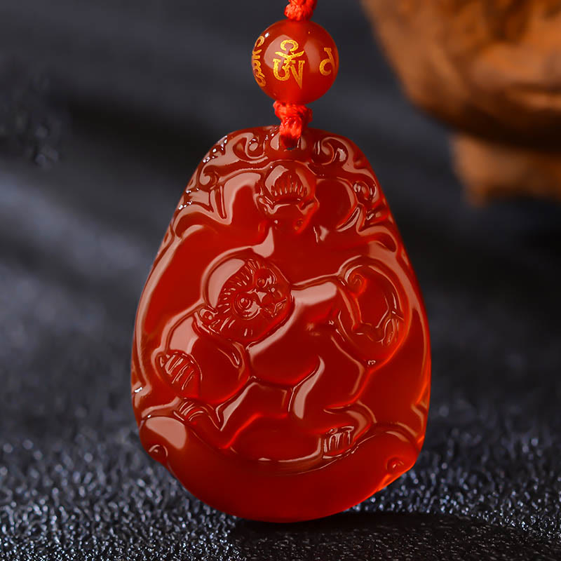 Buddha Stones Chinese Zodiac Red Agate Calm Necklace Pendant - Monkey  - image 11