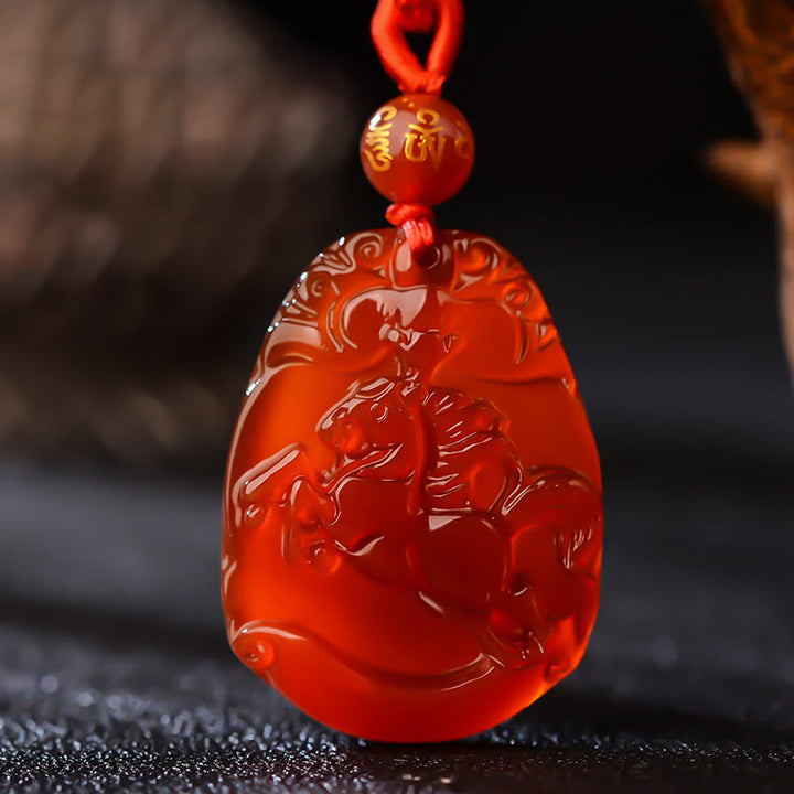 Buddha Stones Chinese Zodiac Red Agate Calm Necklace Pendant - Horse - image 13