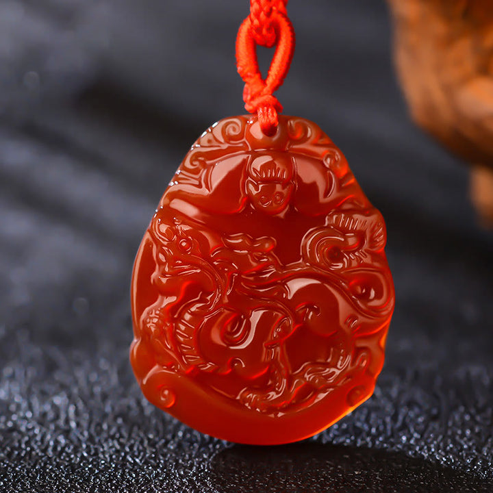 Buddha Stones Chinese Zodiac Red Agate Calm Necklace Pendant - Dragon - image 14