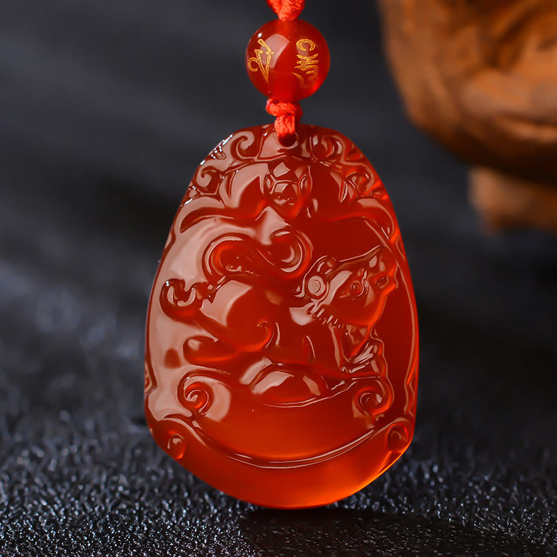 Buddha Stones Chinese Zodiac Red Agate Calm Necklace Pendant - Rat  - image 15