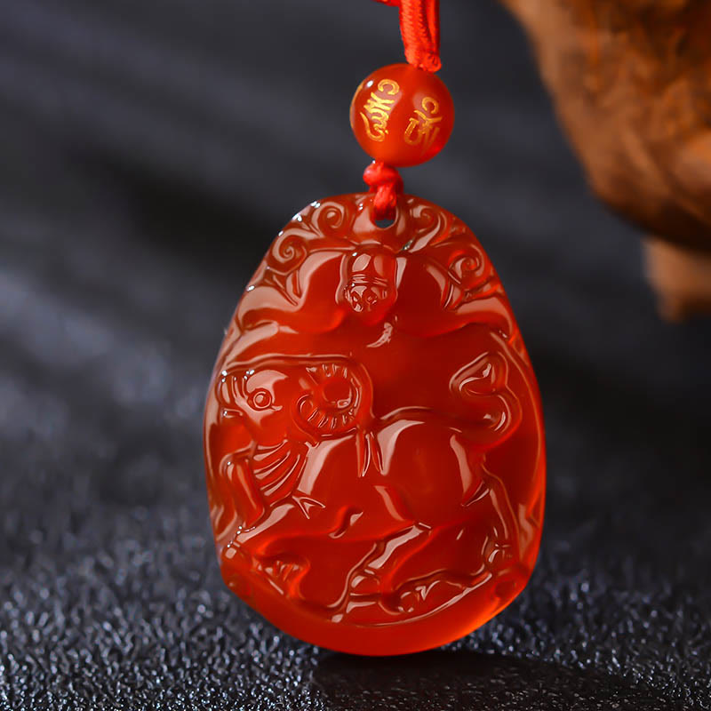 Buddha Stones Chinese Zodiac Red Agate Calm Necklace Pendant - Ox  - image 18