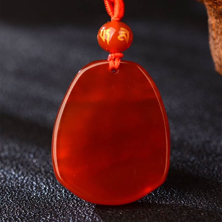 Buddha Stones Chinese Zodiac Red Agate Calm Necklace Pendant - image 2