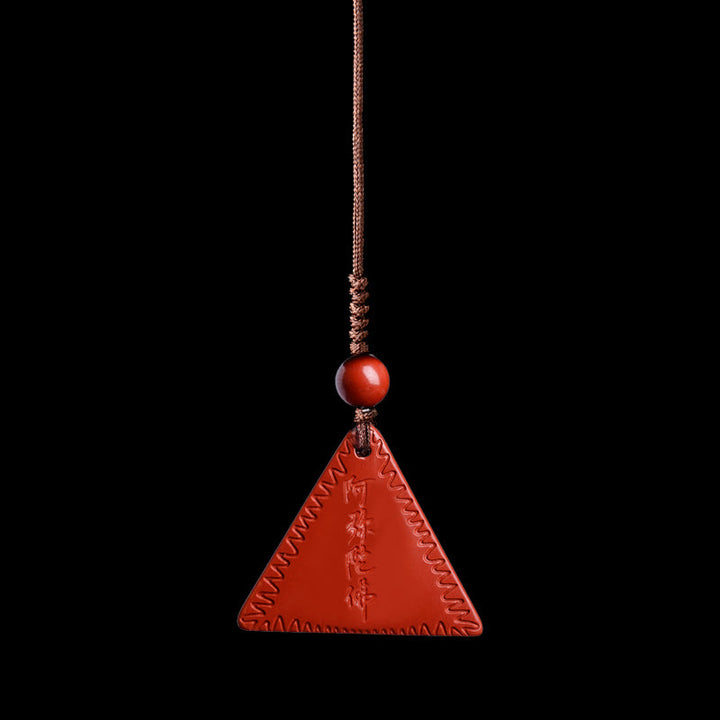 Buddha Stones Cinnabar Amitabha Calm Necklace Pendant - Orange-Red Cinnabar - Phone Hanging Decoration - image 11