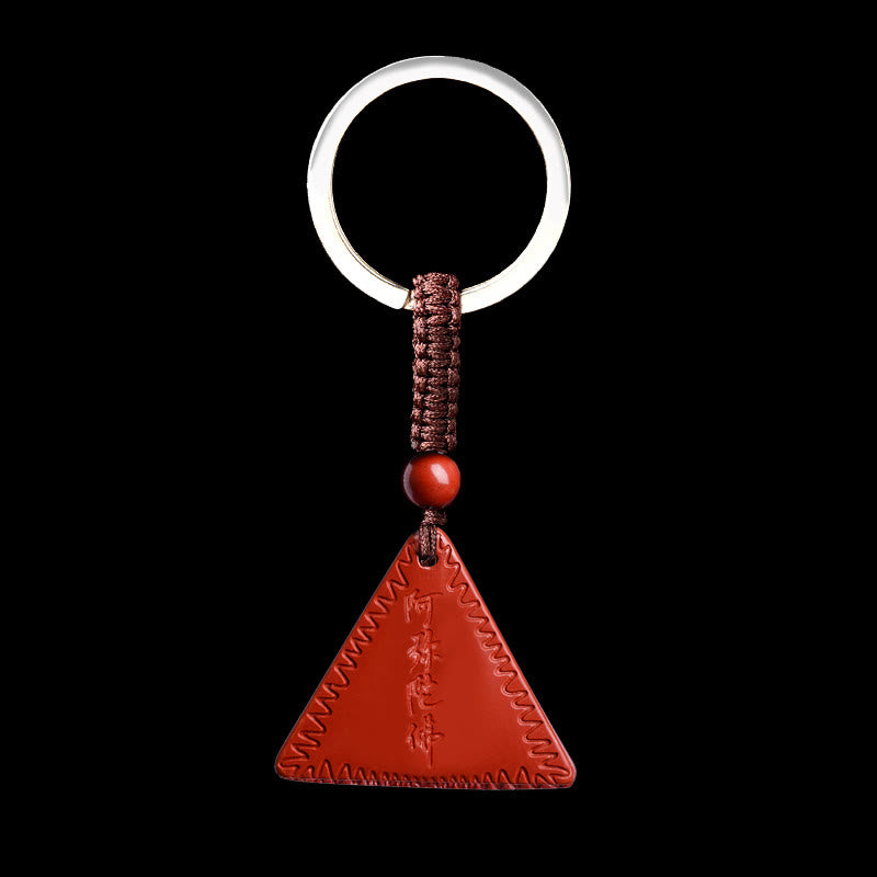 Buddha Stones Cinnabar Amitabha Calm Necklace Pendant - Orange-Red Cinnabar - Key Chain - image 10
