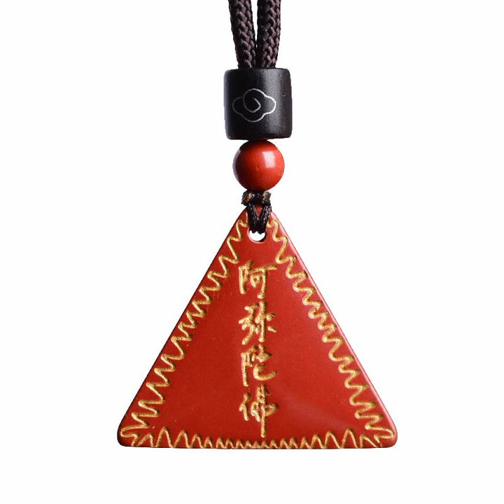 Buddha Stones Cinnabar Amitabha Calm Necklace Pendant - image 4