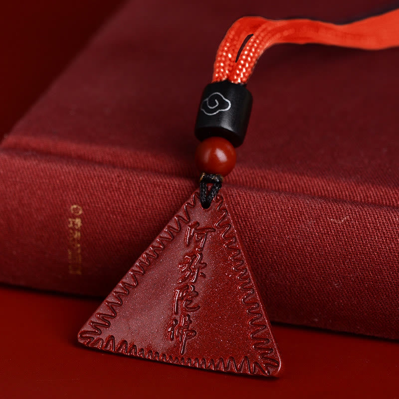 Buddha Stones Cinnabar Amitabha Calm Necklace Pendant - Purple-Red Cinnabar - Red Rope - image 14