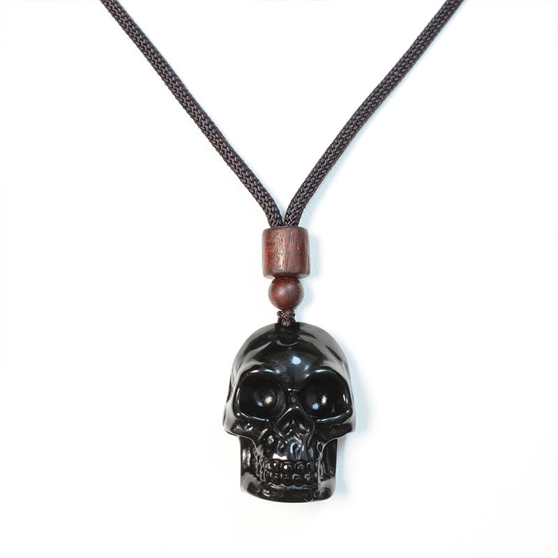 Buddha Stones Black Obsidian String Skeleton Fulfilment Necklace Pendant - image 18