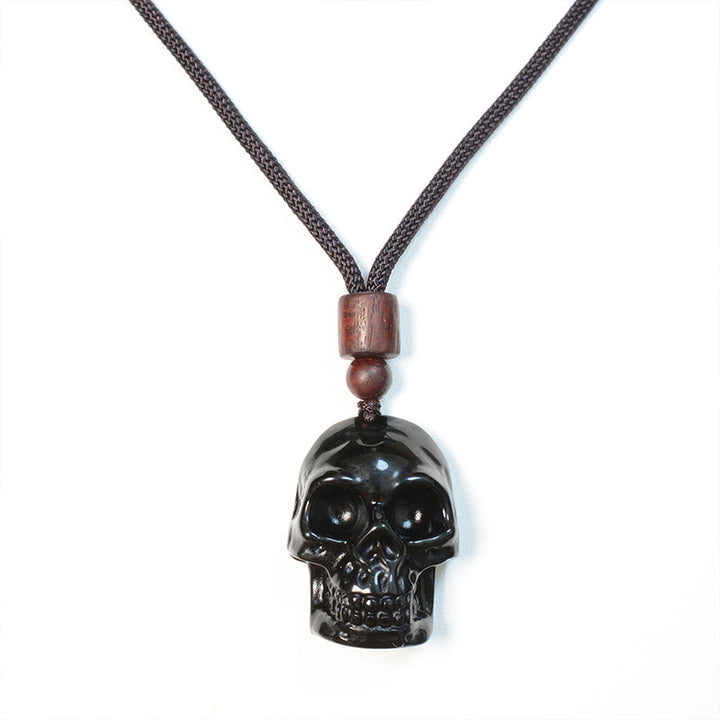 Buddha Stones Black Obsidian String Skeleton Fulfilment Necklace Pendant - image 18