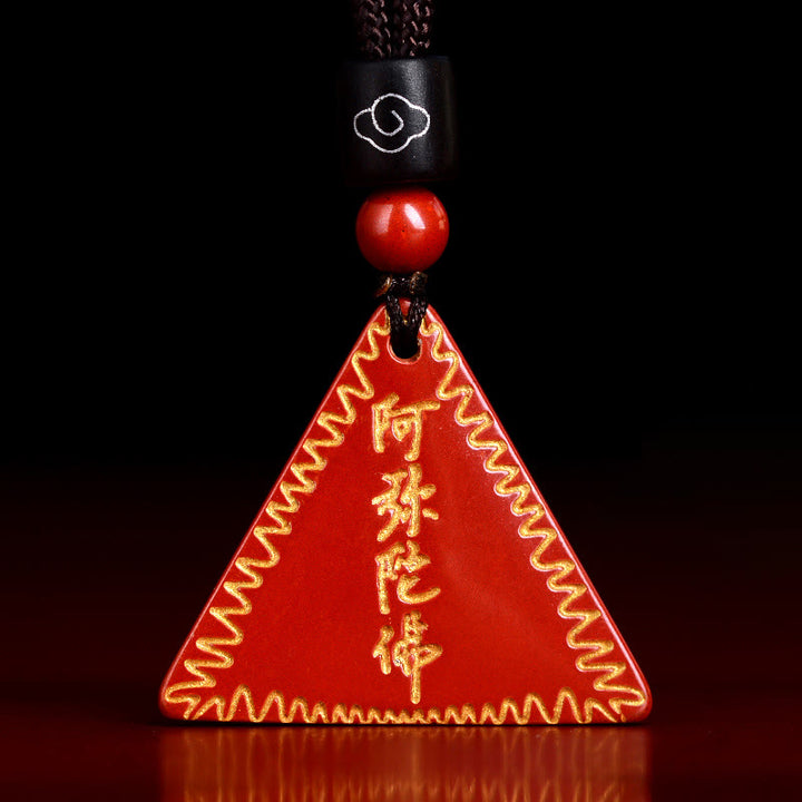 Buddha Stones Cinnabar Amitabha Calm Necklace Pendant - image 0