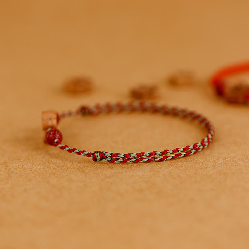 Buddha Stones Peach Wood Small Peach Blossom Cinnabar Wealth String Bracelet Anklet - image 13