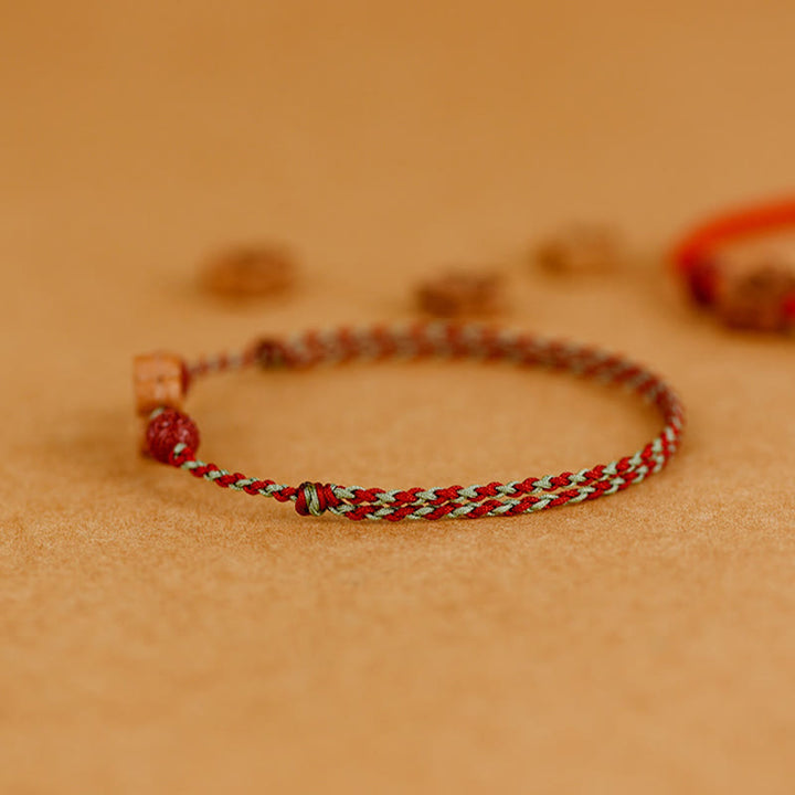 Buddha Stones Peach Wood Small Peach Blossom Cinnabar Wealth String Bracelet Anklet - image 13