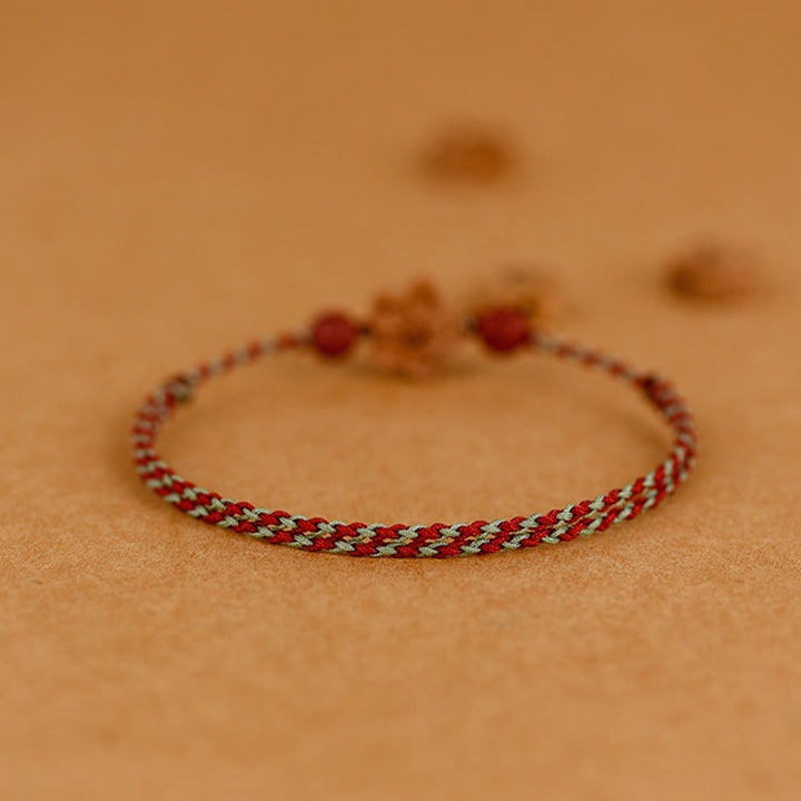 Buddha Stones Peach Wood Small Peach Blossom Cinnabar Wealth String Bracelet Anklet - image 15