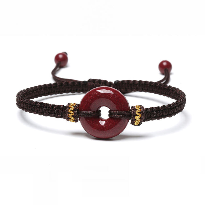 Buddha Stones Handmade Cinnabar Round Peace Buckle Concentration Braided Bracelet - Brown Rope(Wrist Circumference 14-19cm) - image 13