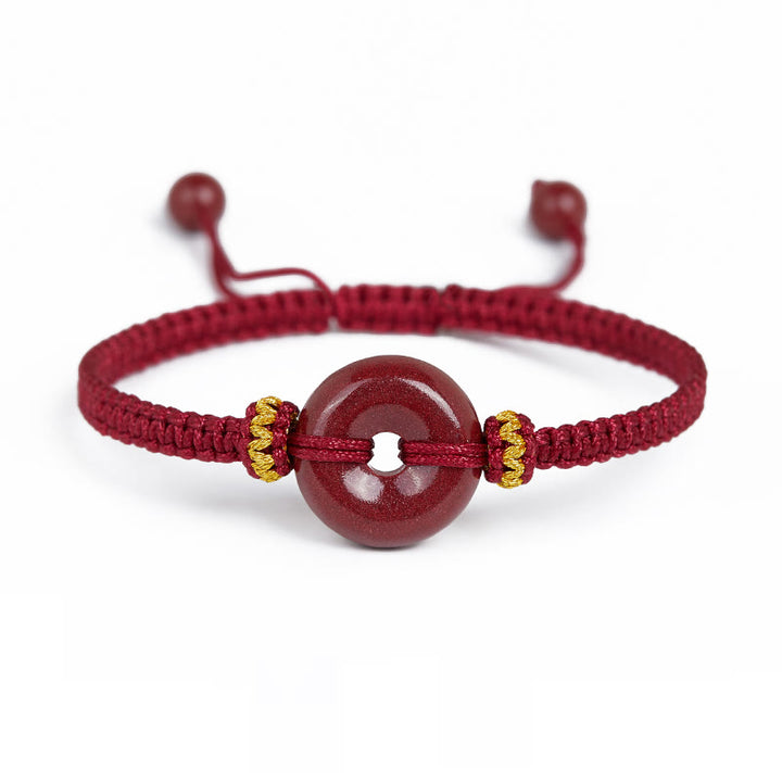 Buddha Stones Handmade Cinnabar Round Peace Buckle Concentration Braided Bracelet - image 3