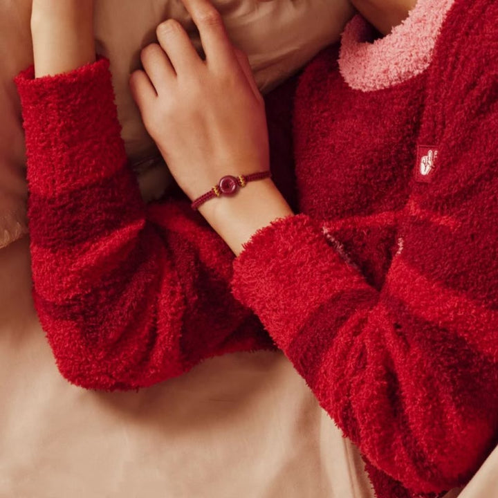 Buddha Stones Handmade Cinnabar Round Peace Buckle Concentration Braided Bracelet - image 11