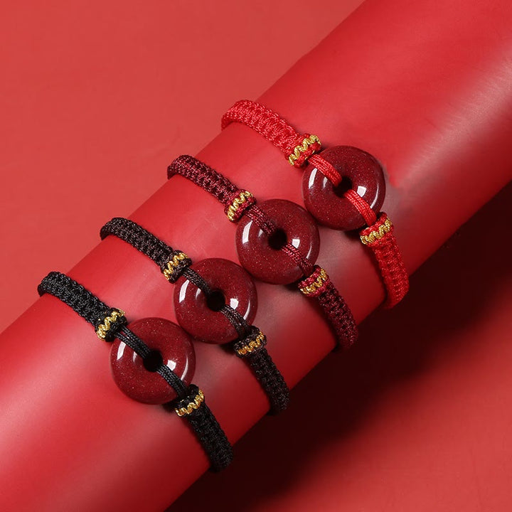 Buddha Stones Handmade Cinnabar Round Peace Buckle Concentration Braided Bracelet - image 17
