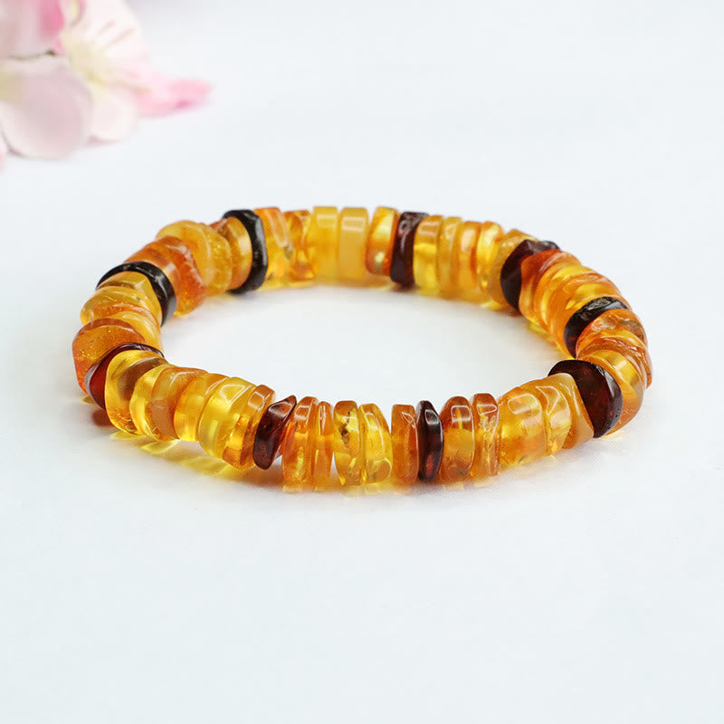 Buddha Stones Amber Peace Buckle Confidence Bracelet - Amber Golden Amber Blood Amber(Wrist Circumference: 14-16cm) - image 0
